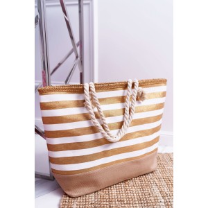 Originální dámská plážová taška se zlatými pruhy