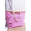 Stylová plážová taška růžové barvy s praktickou kapsou