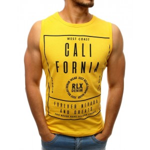 Moderní pánské tričko bez rukávů ve žluté barvě