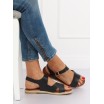 Pohodlné dámské černé sandály na léto s vázáním kolem nohy