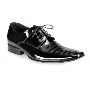 Pánské kožené společenské boty lesklé černé