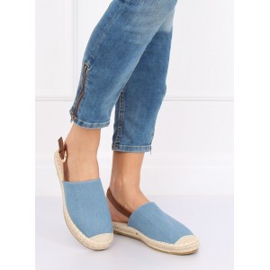 Trendy dámské sandály espadrilky v světle modré barvě a volnou patou