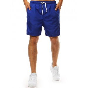 Stylové modré plavky boxerky s bočními kapsami a ozdobnými pruhy