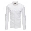 Stylová pánská bílá košile s dlouhým rukávem a předními kapsami