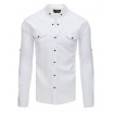 Stylová pánská košile bílé barvy se zapínáním na druky a s kapsami