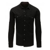 Trendy pánská černá košile na volný den slim fit střihu a kapsami