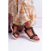 Trendy černé semišové dámské sandály se stříbrnými vybíjancami