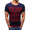Trendy pánské tmavě modré tričko s červeným lemem a ukončením