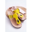Neonově žluté dámské letní nazouváky na korkové podrážce