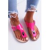 Moderní neonově růžové dámské pantofle na korkové podrážce
