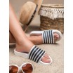 Plážové dámské bílé gumové pantofle s trendy černými pásy
