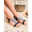 Trendy dámské černé pohodlné sandály s ozdobnými kamínky