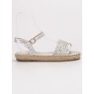 Pohodlné dámské letní stříbrné sandály na pletencový platformě