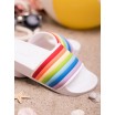 Trendy dámské bílé gumové nazouváky s barevným duhovým designem