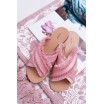 Trendy dámské růžové pantofle s ozdobnými kuličkami a třásněmi