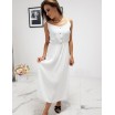Stylové dámské bílé maxi šaty s designovými knoflíky