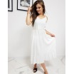 Romantické bílé dámské maxi šaty na léto s volánem