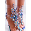 Stylové dámské sandály modré barvy na vysokém podpatku