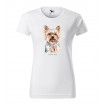 Bavlněné dámské tričko s potiskem psa yorkshire teriér