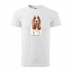 Originální pánské bavlněné tričko s potiskem mysliveckého psa basset