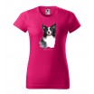 Dámské bavlněné tričko s módní potiskem psa borderska kolie