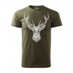 Lovecké tričko v zelené barvě s motivem jelena