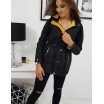 Černá dámská přechodná bunda se zapínáním na zip a knoflíky