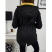 Černá dámská přechodná bunda se zapínáním na zip a knoflíky