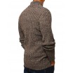 Pletený pánský svetr s vysokým límcem hnědé barvy