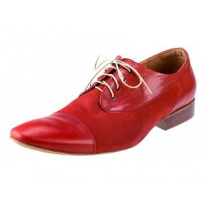 Pánské kožené společenské boty červené