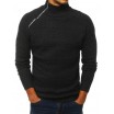 Tmavě šedý svetr s vysokým límcem na zip pro pány
