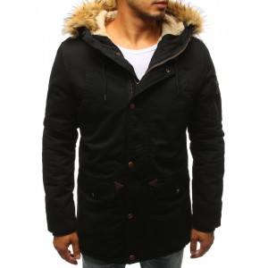 Stylová pánská zimní bunda s podšívkou a odnímatelnou kožešinou