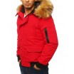 Červená pánská zimní bunda s hustou kožešinou