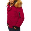 Pánská bunda na zimu vínové barvy s kapucí a kožešinou