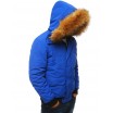 Modrá zimní bunda s hustou odnímatelnou kožešinou pro pány