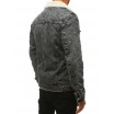 Pánská zateplená riflová bunda šedé barvy se zapínáním na knoflíky