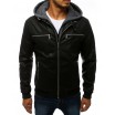 Přechodná kožená bunda s kapucí černé barvy