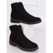 Trendy dámské černé kotníkové boty s bočním zipem a třásněmi