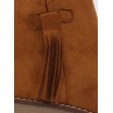 Dámské semišové kotníkové boty v camel barvě s ozdobnými třásněmi