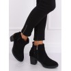 Dámské černé kotníkové boty na podpatku s ozdobnými šňůrkami