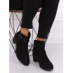 Černé semišové kotníkové boty na plném módním podpatku