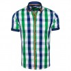 Pánská károvaná košile s krátkým rukávem zelené barvy