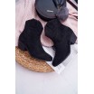 Moderní dámské kotníkové semišové kovbojky v černé barvě