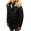 Pánská zimní bunda s kapucí se zapínáním na zip a knoflíky