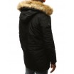 Pánská zimní bunda s kapucí se zapínáním na zip a knoflíky