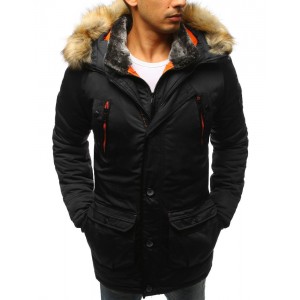 Moderní pánská zimní bunda černé barvy