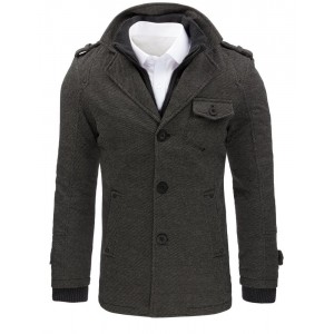 Moderní šedý kabát pro pány na zimu