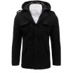 Moderní pánský kabát s kapucí v černé barvě