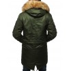 Trendová dlouhá zimní bunda pro pány v zelené barvě