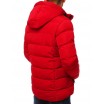 Červená pánská prošívaná bunda na zimu s kapucí